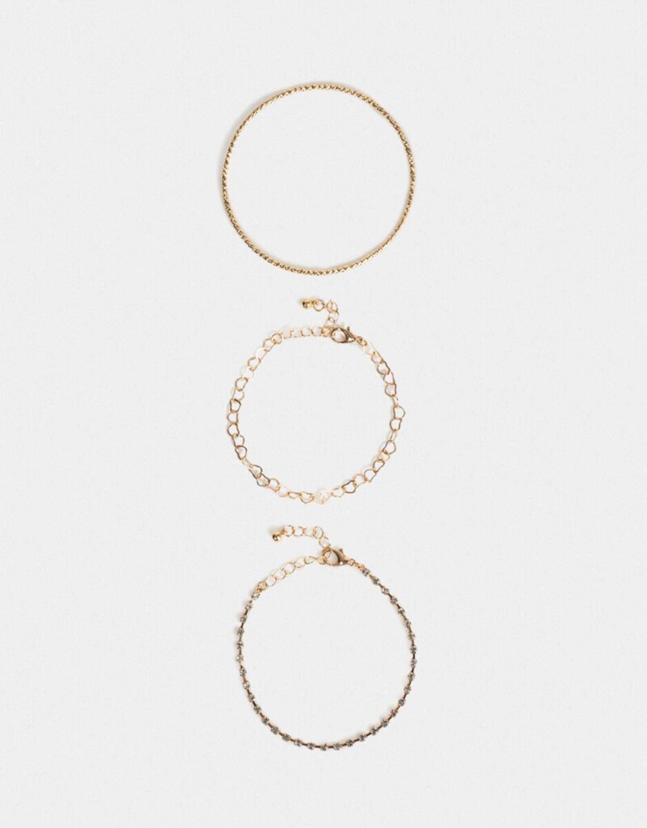Set De Pulseras Flexibles Doradas - Dorado 