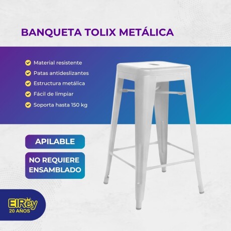 Butaca Taburete Alta Metálica Tolix Puppets Cocina Blanco