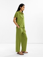 Camisa De Algodón Manga Corta verde