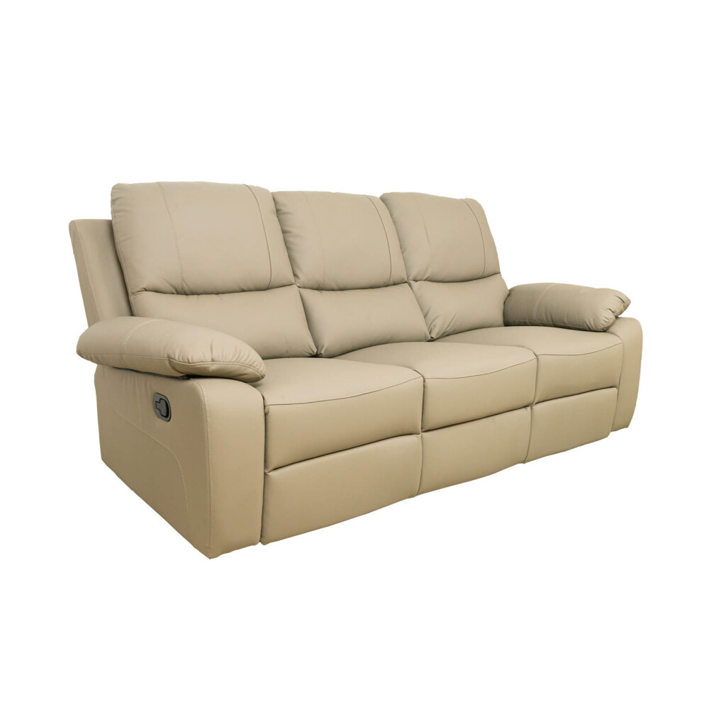 RECLINER MANUAL 3 CUERPOS CUERO-Y-SIMIL-CUERO MARRON LINA TAUPE