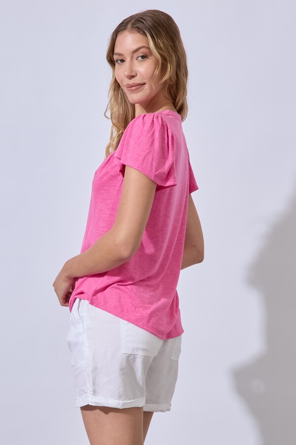 Remera Calada & Bordada FUCSIA