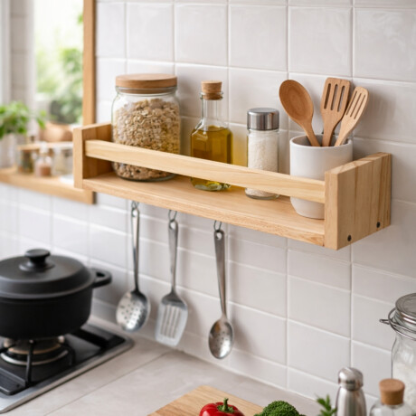 Estante decorativo colgante de madera 42cm MADERA