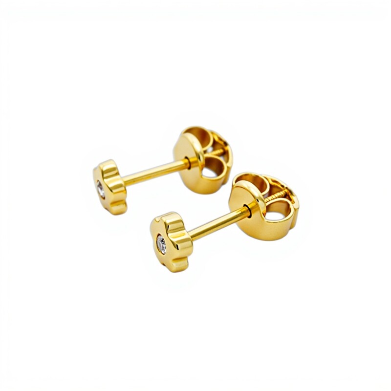 Abridores Flor-Oro 18k-Piedra Zirconia-AB9505 conpiedra