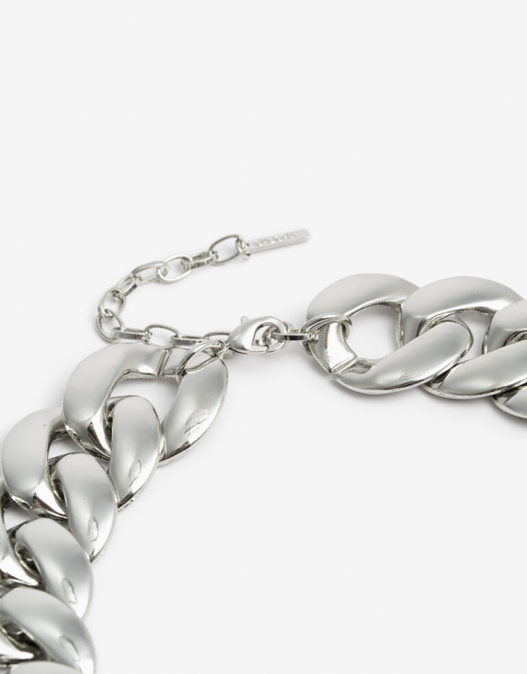 Collares Cortos Metal Collar Corto Cadena Bold - Plateado Rodio