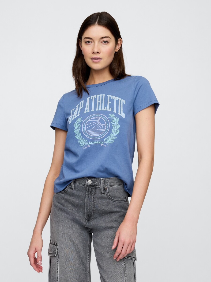 Remera Gràfico Manga Corta Mujer - Bijou Blue 18-3921 Tcx 