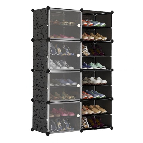 Zapatera Organizador IMBACK IBK-PLC006 | 16 Estantes, Gran Capacidad para 32 Pares, Compacta y Moderna Negro Zapatera Organizador IMBACK IBK-PLC006 | 16 Estantes, Gran Capacidad para 32 Pares, Compacta y Moderna Negro