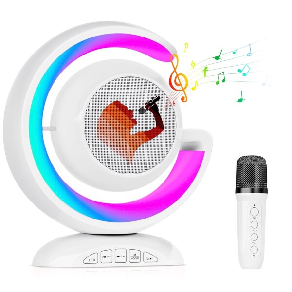 Parlante Bluetooth Karaoke Micrófono Rgb G Inalambrico Color Variante Blanco