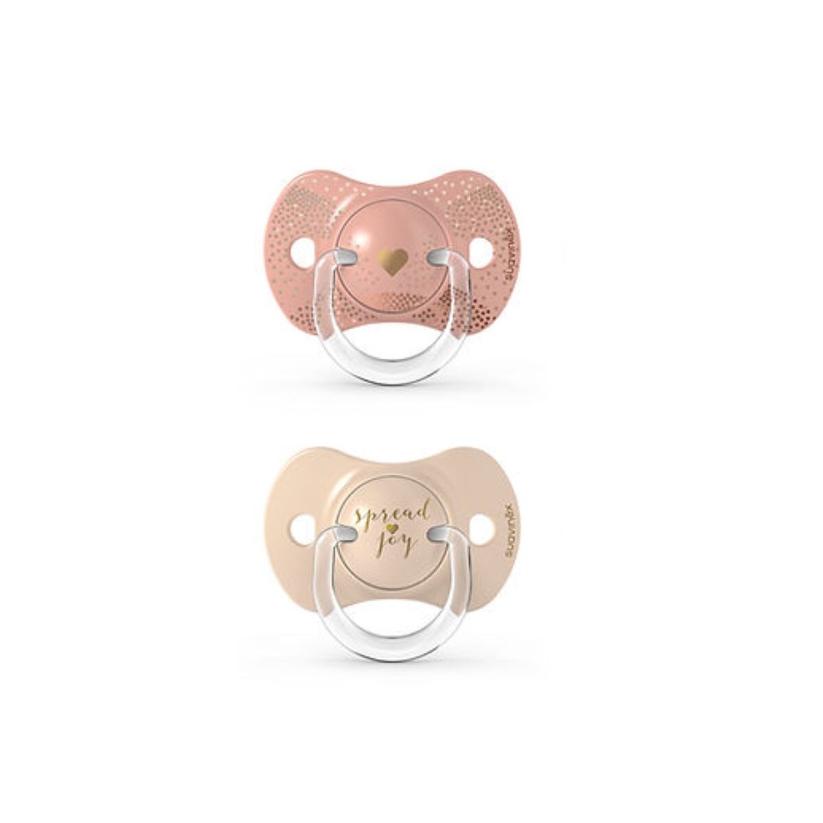 CHS+18 - Set X2 Chupetes Sx Pro Fisiológicos +18 Meses Suavinex - Corazón Beige 