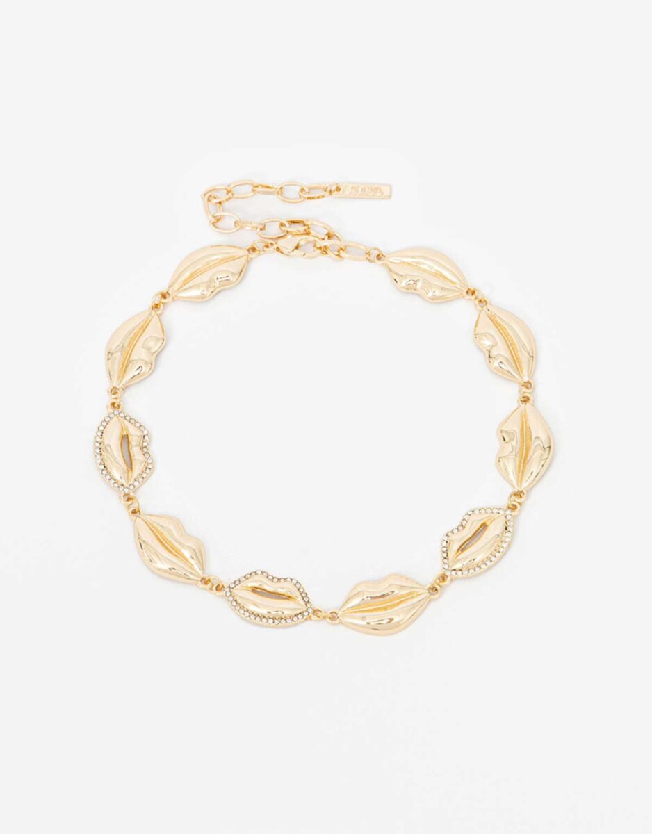 Choker Boquitas Con Strass - Dorado 