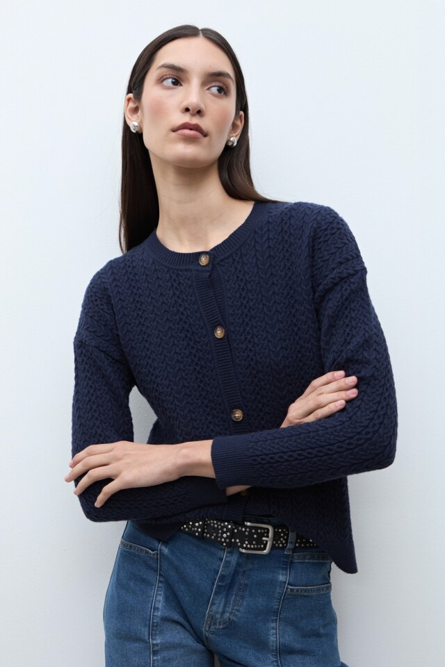 Cardigan estructuras azul marino