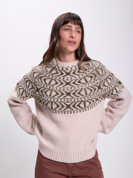 Buzo punto detalle cuello Beige