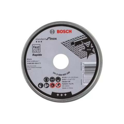 10 Discos abrasivos planos metal Ø115x1 Pro Bosch BS3276