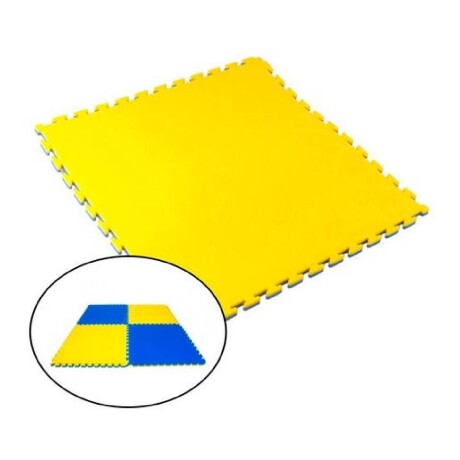 Piso De Goma Eva Tatami Yoga Encastrable 1m X 1m X 2cm Amarillo con Azul