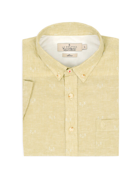 Camisa lino estampada verde