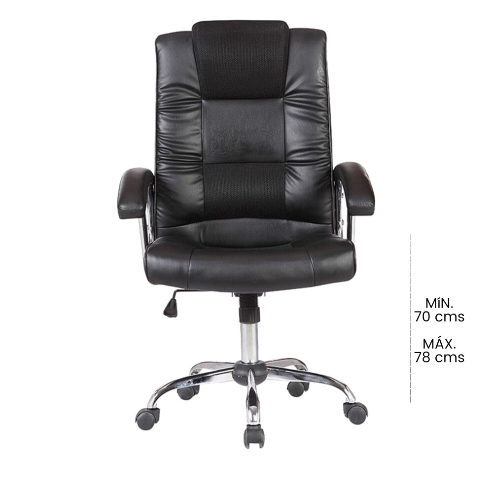 SILLA DE ESCRITORIO SIMIL-CUERO NEGRO D-428-1