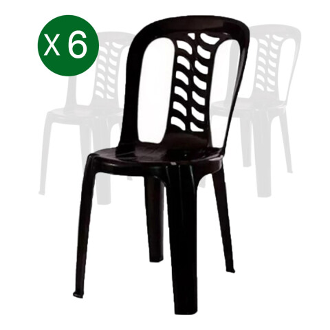 PACK DE 6 SILLAS BISTRO APILABLE S/POSABRAZOS NEGRAS Pack De 6 Sillas Bistro Apilable S/posabrazos Negras