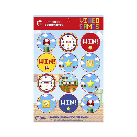 Cotillón Adhesivos x 24 Video Game U
