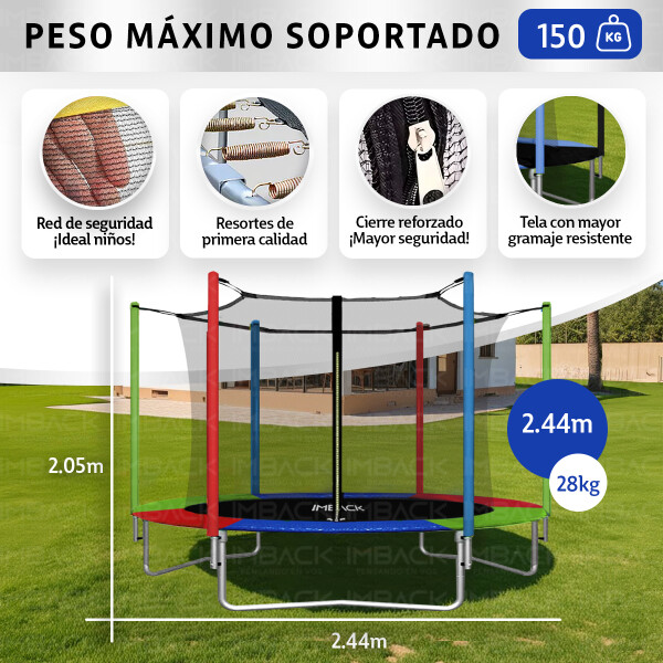 Cama Elastica 2.44 M Trampolin Saltarin Niños Adultos Grande Con Red Proteccion Imback Cama Elastica 2.44 M Trampolin Saltarin Niños Adultos Grande Con Red Proteccion Imback