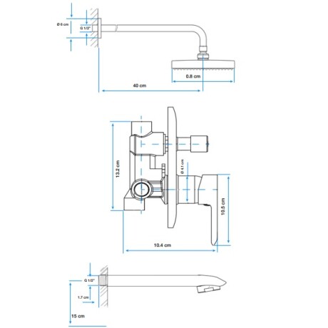 GRIFERIA DE DUCHA DE EMPOTRAR MONOCOMANDO CROMO AQUALIA ALASSIO 000