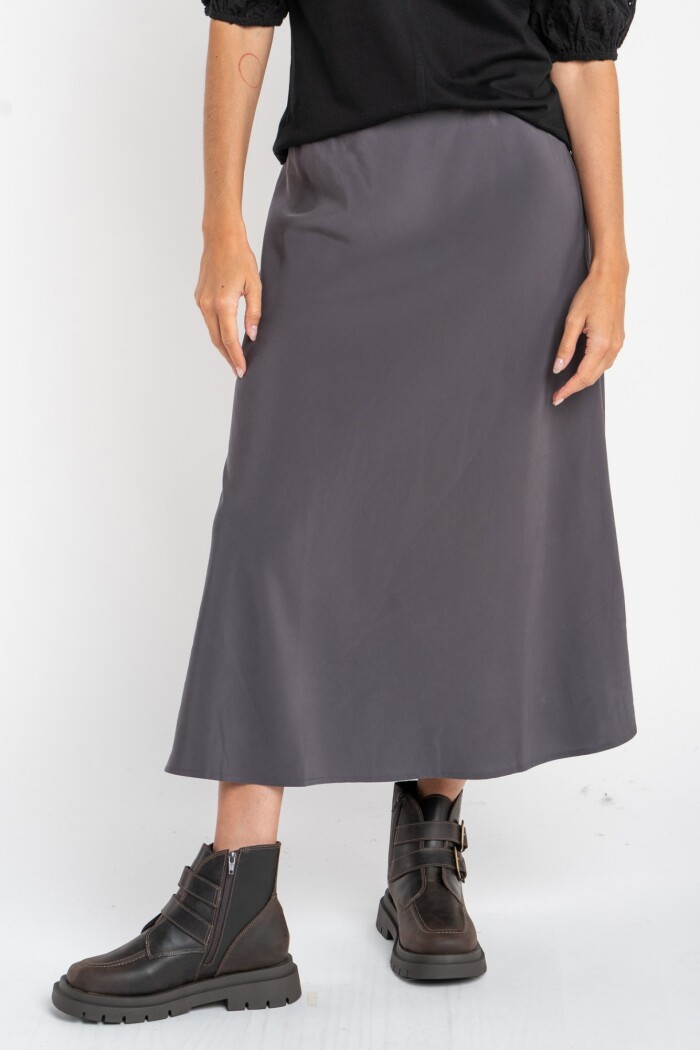 Falda Saten Gris