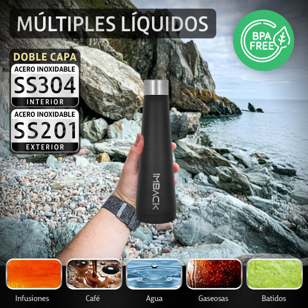 Termo Botella Agua Termica 450ml Doble Capa Acero Inoxidable Color Negro Termo Botella Agua Termica 450ml Doble Capa Acero Inoxidable Color Negro