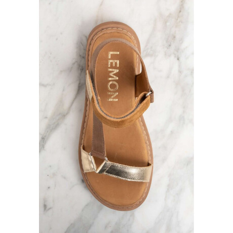 Sandalia Cuero Combinada Marrón