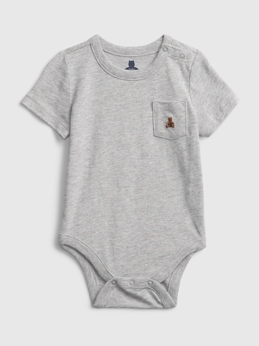 Body Manga Corta Con Bolsillo Bebé - Light Heather Grey B08 