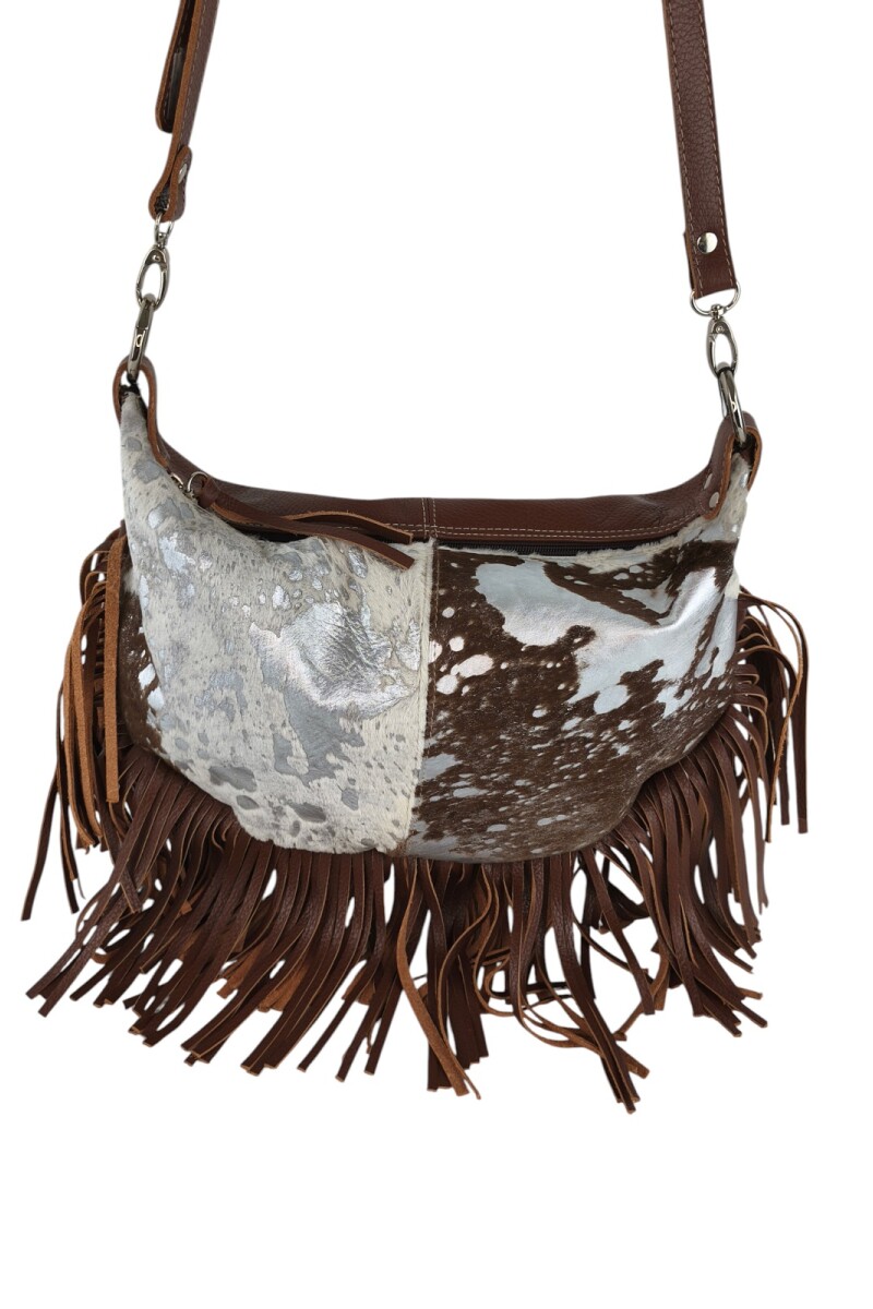 Morral con flecos en cuero Marrón