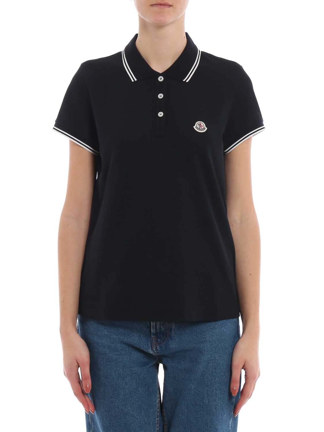 Moncler -Remera polo de algodón manga corta Negro