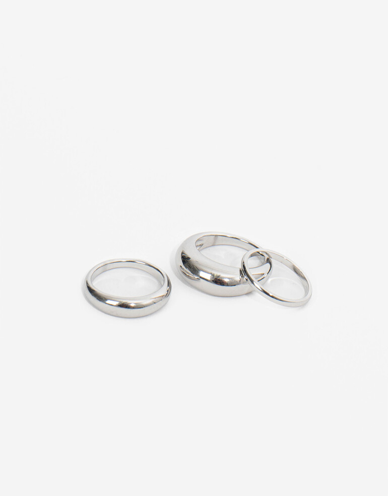 Sets Anillos Metal Set De Anillos De Acero - Plateado