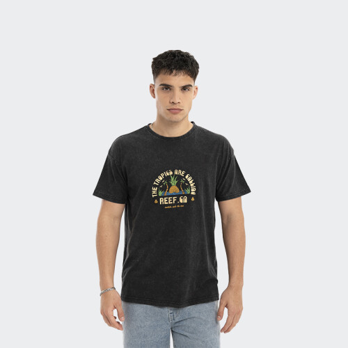 Remera Reef Oversize Washed Negro