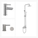 JUEGO DE GRIFERIA LAVATORIO BIDET BARRA DUCHA BRILLO RIONE 000