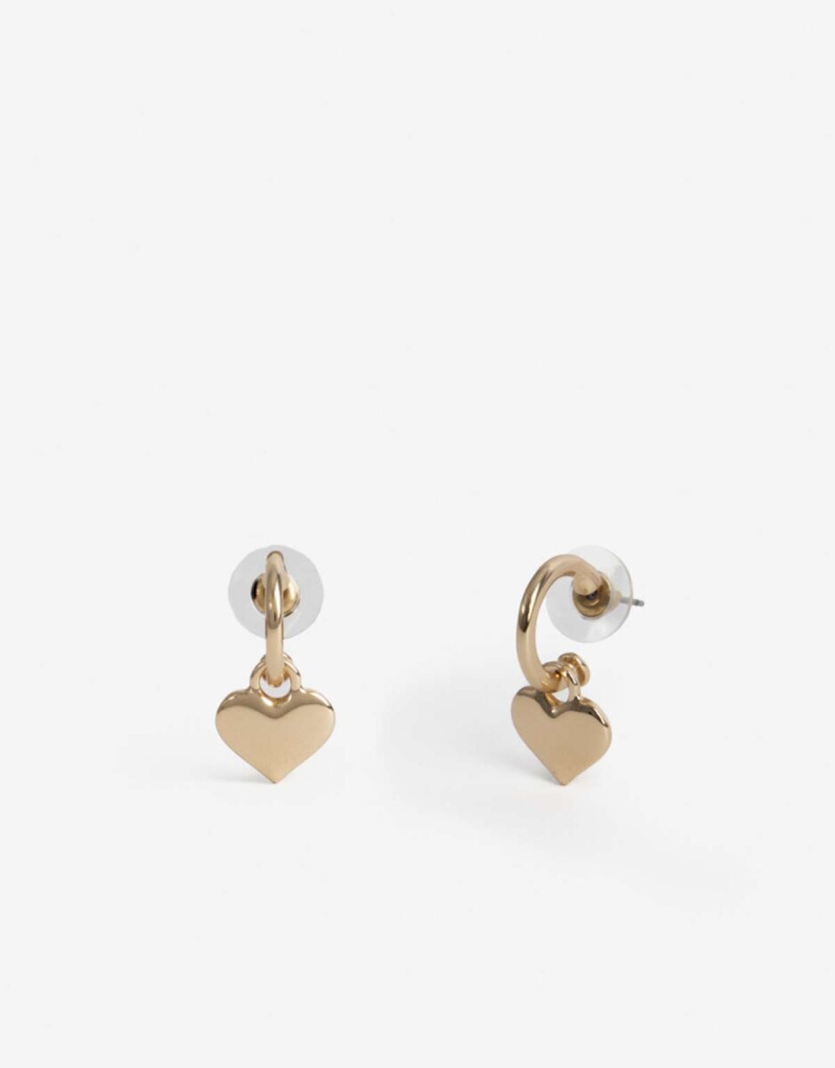 Aros Argolla Corazón Bañado En Oro - Dorado 