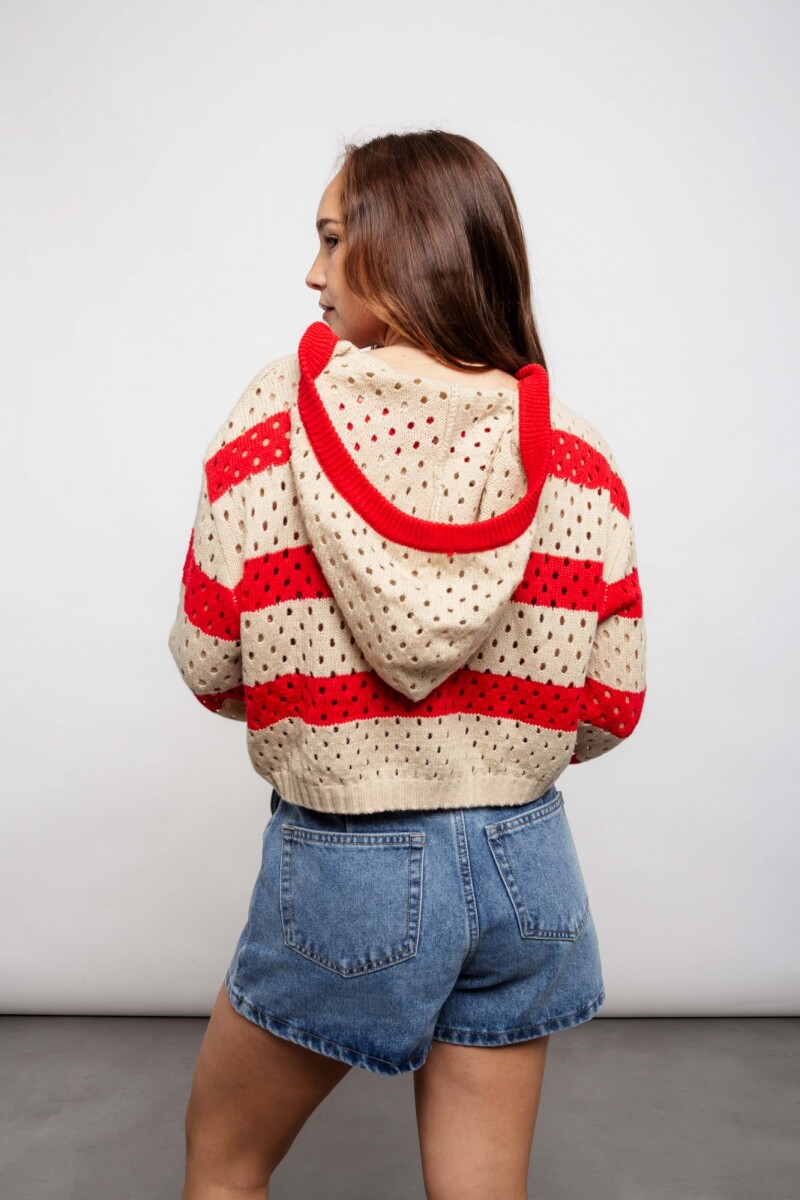 Buzo Ximena Rojo y beige