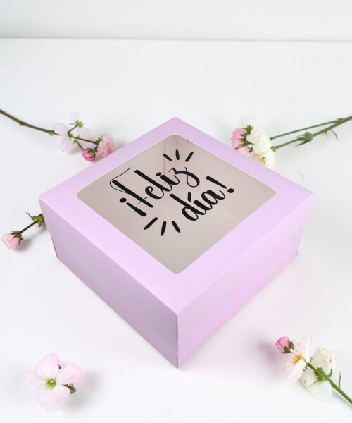Caja 20x20x9,5 c/visor. LILA - FELIZ DIA
