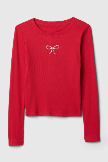 Remera Manga Larga Niña Modern Red