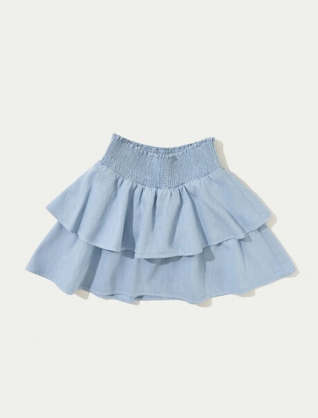 POLLERA INFANTIL CON VOLADOS CELESTE