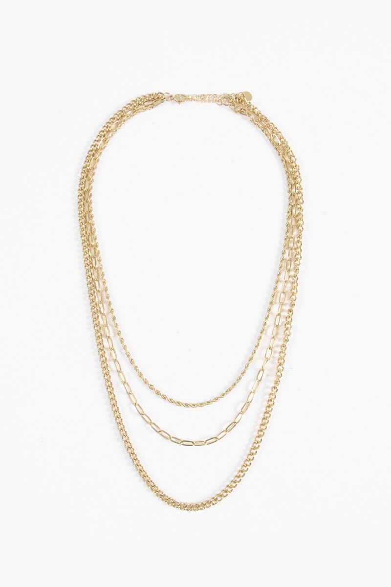 Collar acero triple dorado