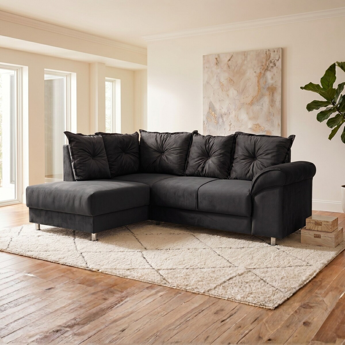 Sillón Esquinero 5 lugares - Bari - Negro 