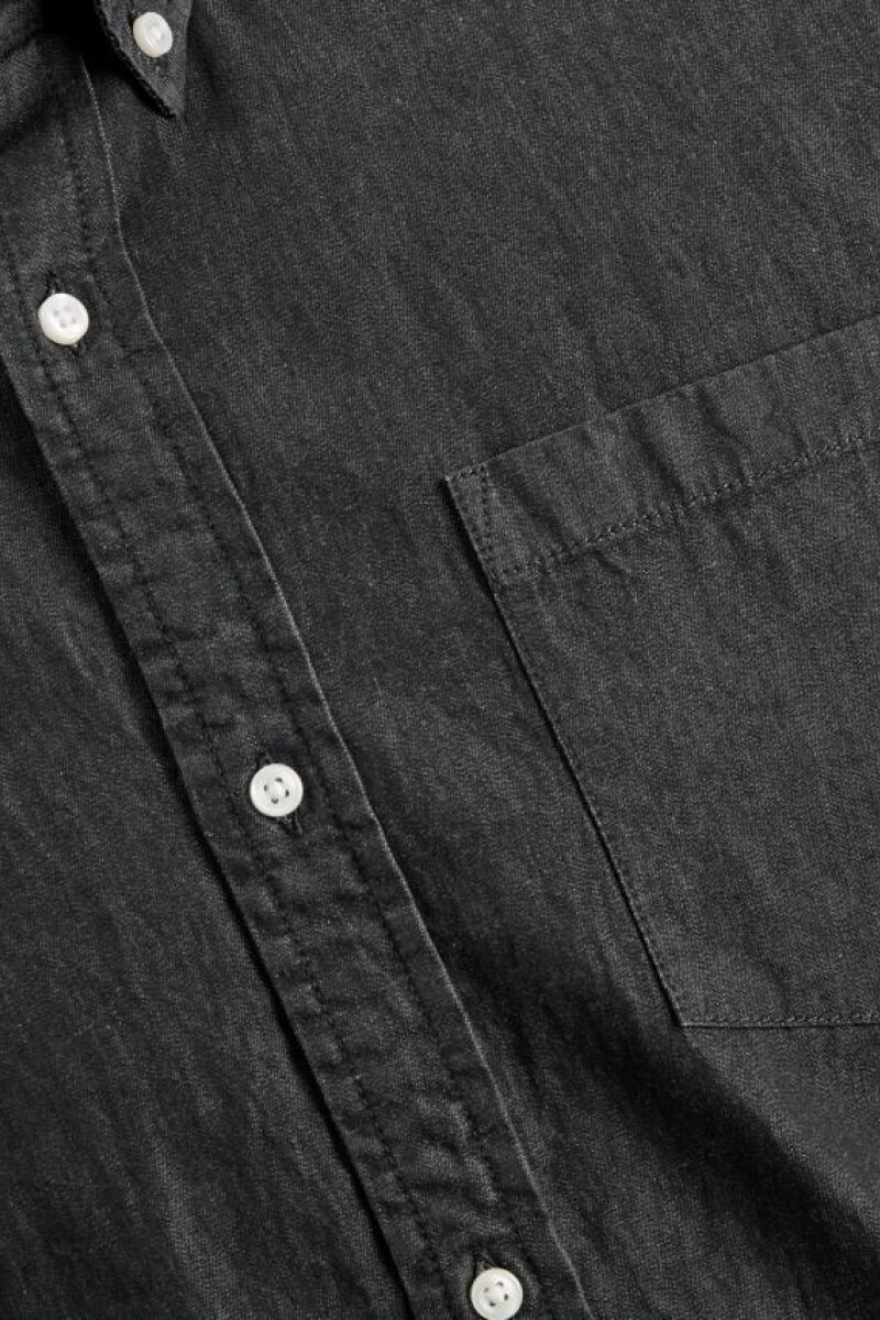 Camisa Plain Clásica Con Acabado Denim Black Denim