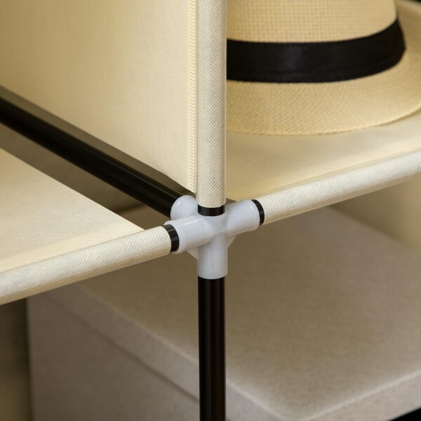 Ropero Placard Tela Desmontable 8 Estantes Perchero Doble Color Variante Beige Negro