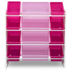 Organizador de 12 contenedores de plástico rosado, fucsia y blanco Organizador de 12 contenedores de plástico rosado, fucsia y blanco
