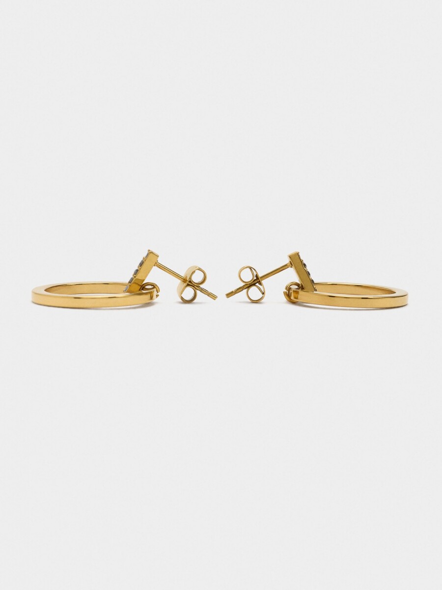 Aros Colgantes Con Cristales - Acero Inoxidable dorado
