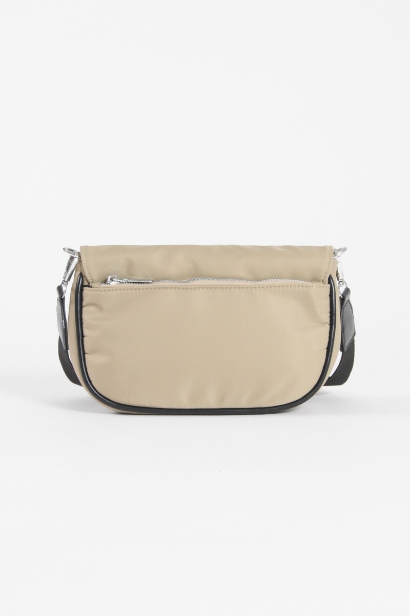 Bandolera con tapa de tela beige