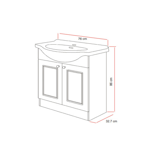 VANITORY DOS PUERTAS CON BACHA MADERA BLANCO LINEA BELLOTO BLANCO