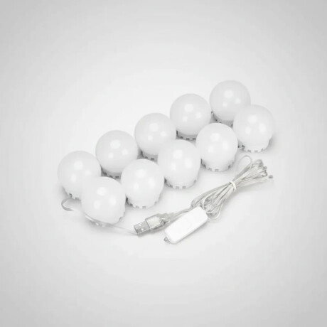 Kit Luces Led Decorativa Para Espejo Maquillaje Usb 10 Focos Blanco Frío