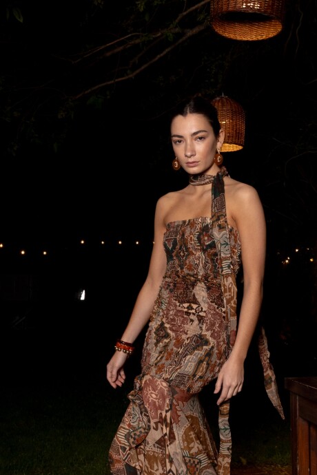 Vestido Jazmín Geo marrón