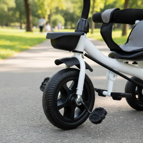Coche Triciclo A Pedal C/ Guía, Capota Y Accesorios Gris
