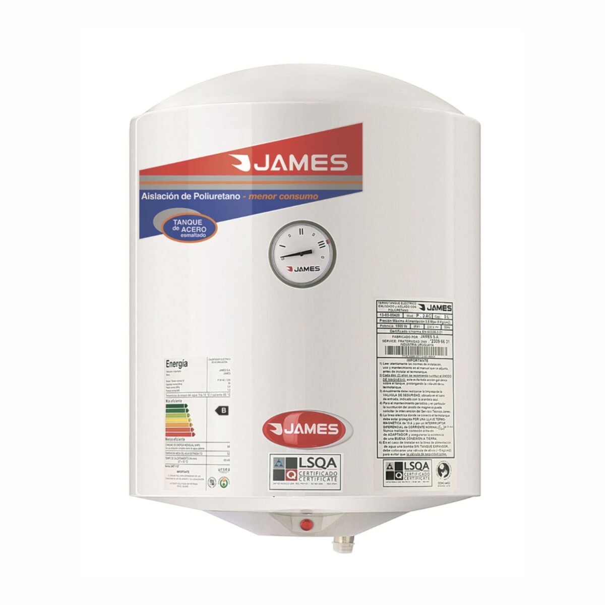 Calefón Termotanque James con Tanque de Cobre 40 L 