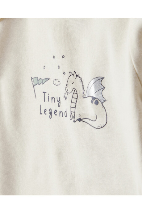 Set tres piezas de algodón, pantalón y dos bodies, diseño dragón Sin color